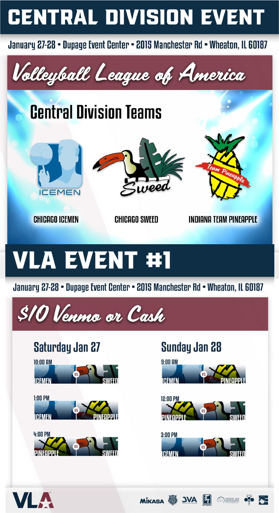 VOLLEYBALL LEAGUE OF AMERICA Central Division Event DuPage Event